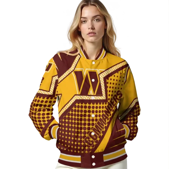 customized washington commanders star burst burgundy varsity jacket latest model