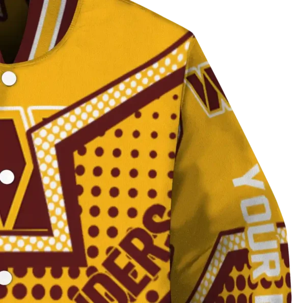 customized washington commanders star burst burgundy varsity jacket premium grade