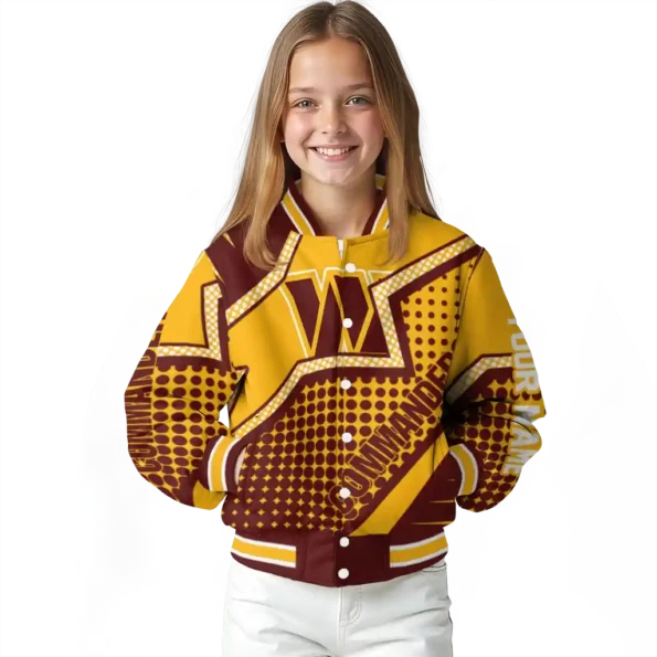 customized washington commanders star burst burgundy varsity jacket top rated
