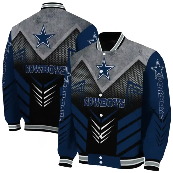 dallas cowboys arrow layer blue black varsity jacket fashion forward.webp
