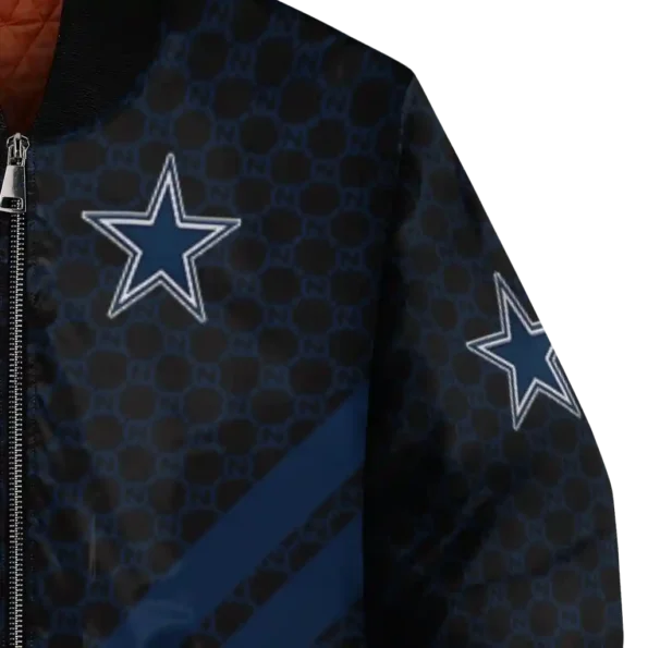 dallas cowboys triple side stripes blue black bomber jacket premium grade