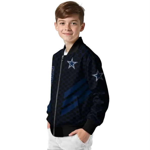 dallas cowboys triple side stripes blue black bomber jacket trendy