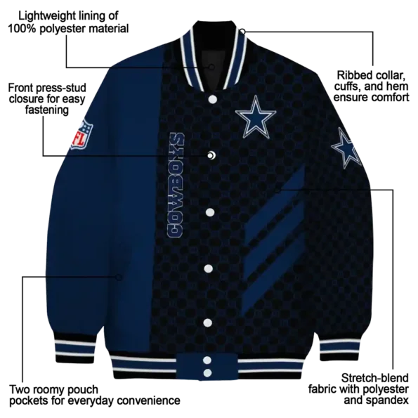 dallas cowboys triple side stripes blue black varsity jacket new arrival.webp