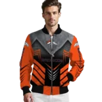 denver broncos arrow layer orange black bomber jacket best selling