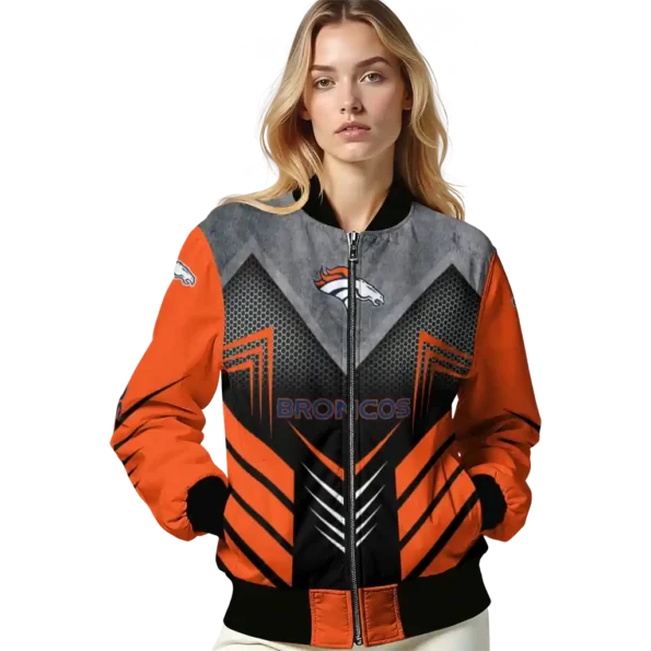 denver broncos arrow layer orange black bomber jacket latest model