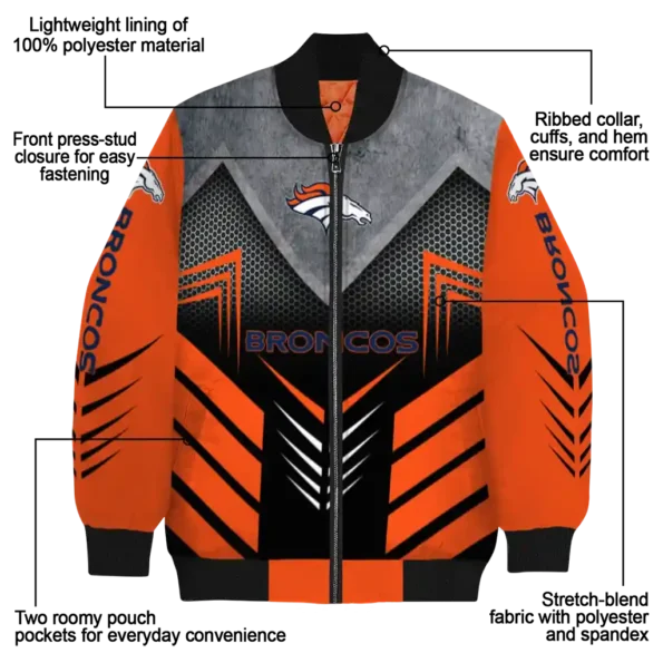 denver broncos arrow layer orange black bomber jacket new arrival