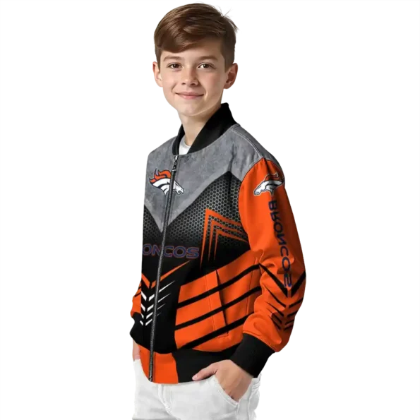 denver broncos arrow layer orange black bomber jacket trendy