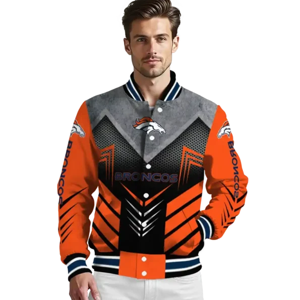denver broncos arrow layer orange black varsity jacket high quality.webp
