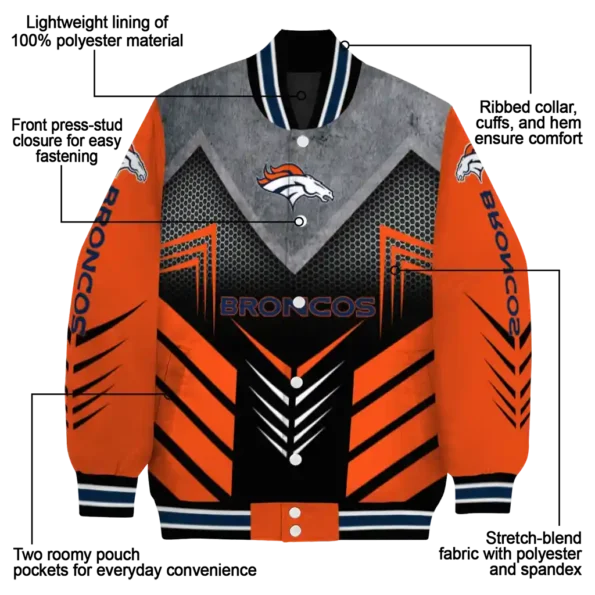denver broncos arrow layer orange black varsity jacket new arrival.webp