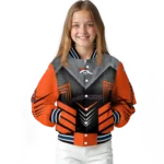 denver broncos arrow layer orange black varsity jacket best selling.webp
