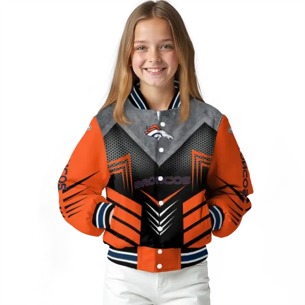 denver broncos arrow layer orange black varsity jacket top rated.webp
