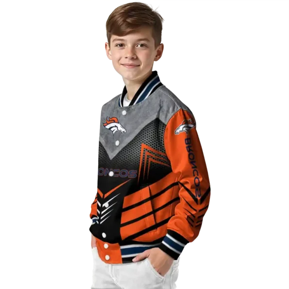 denver broncos arrow layer orange black varsity jacket trendy.webp