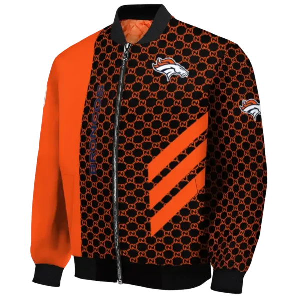 denver broncos triple side stripes orange black bomber jacket best selling