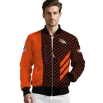 denver broncos triple side stripes orange black bomber jacket best selling