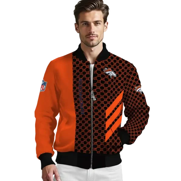 denver broncos triple side stripes orange black bomber jacket high quality