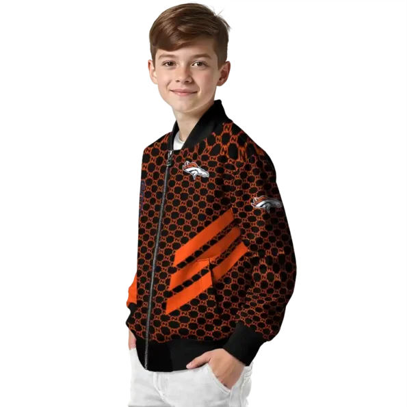 denver broncos triple side stripes orange black bomber jacket trendy
