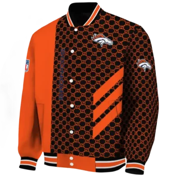 denver broncos triple side stripes orange black varsity jacket best selling.webp