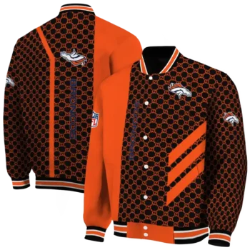 denver broncos triple side stripes orange black varsity jacket fashion forward.webp