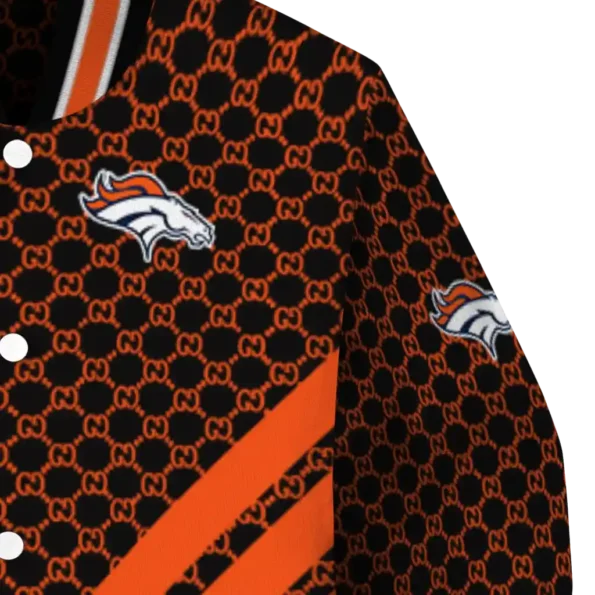 denver broncos triple side stripes orange black varsity jacket premium grade.webp