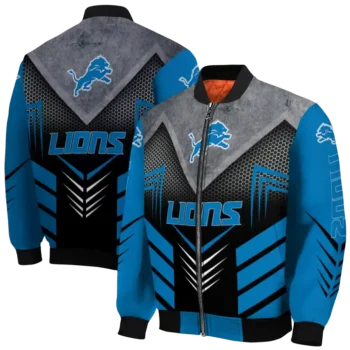 detroit lions arrow layer blue black bomber jacket fashion forward