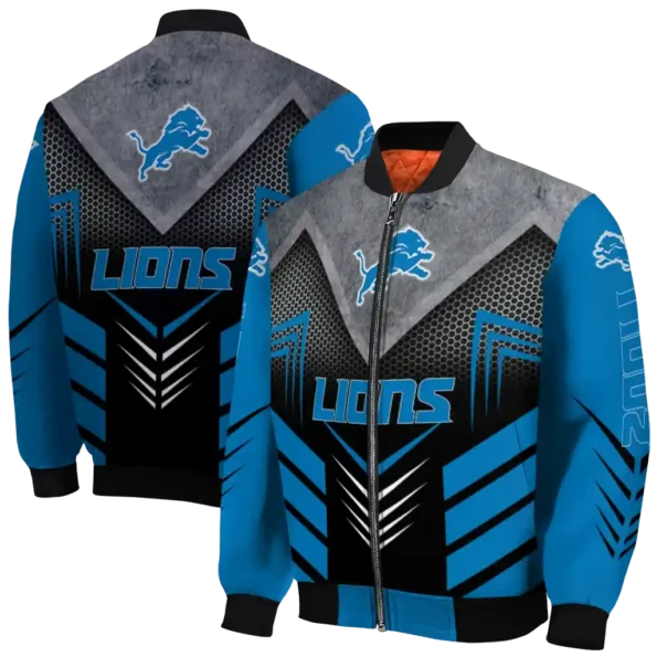 detroit lions arrow layer blue black bomber jacket fashion forward