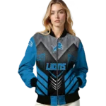 detroit lions arrow layer blue black bomber jacket best selling