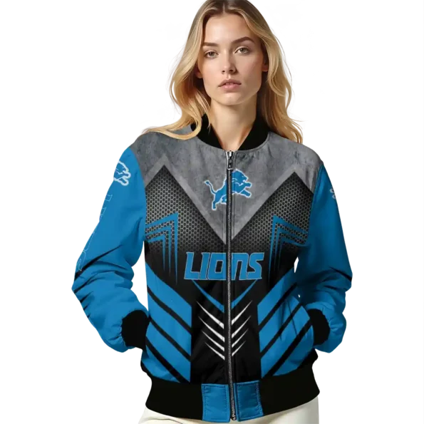 detroit lions arrow layer blue black bomber jacket latest model