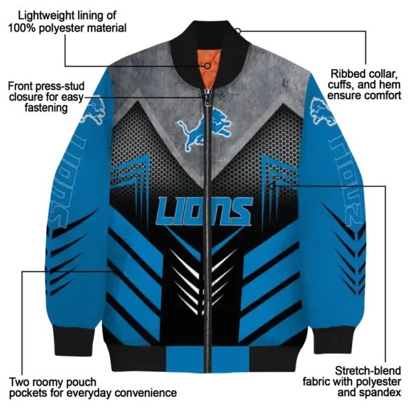 detroit lions arrow layer blue black bomber jacket new arrival