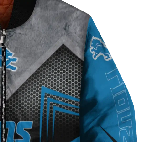 detroit lions arrow layer blue black bomber jacket premium grade