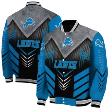 detroit lions arrow layer blue black varsity jacket fashion forward.webp