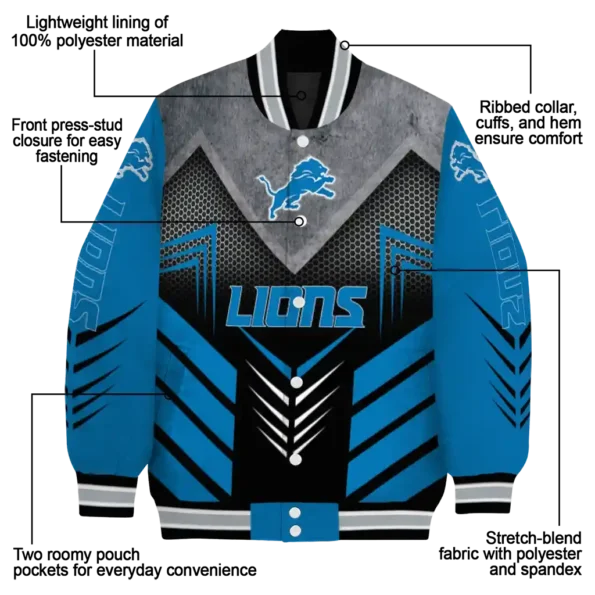 detroit lions arrow layer blue black varsity jacket new arrival.webp