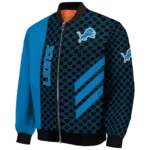 detroit lions triple side stripes blue black bomber jacket best selling