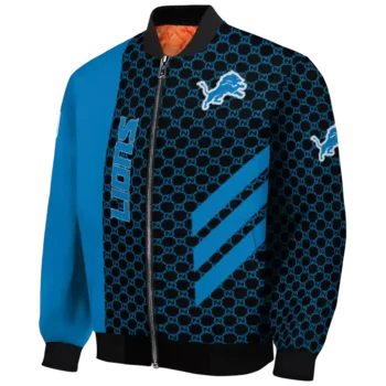 detroit lions triple side stripes blue black bomber jacket best selling