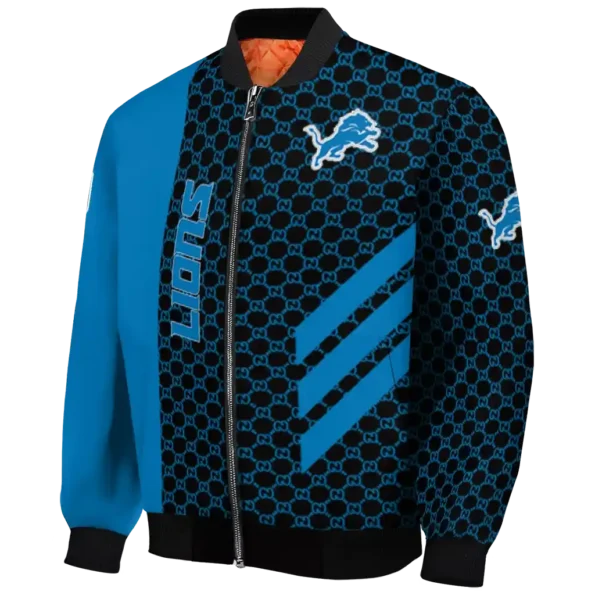 detroit lions triple side stripes blue black bomber jacket best selling