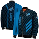 detroit lions triple side stripes blue black bomber jacket best selling