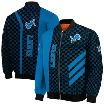 detroit lions triple side stripes blue black bomber jacket fashion forward