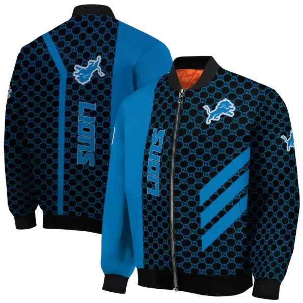 detroit lions triple side stripes blue black bomber jacket fashion forward