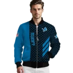 detroit lions triple side stripes blue black bomber jacket best selling