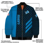 detroit lions triple side stripes blue black bomber jacket best selling