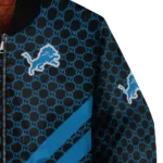 detroit lions triple side stripes blue black bomber jacket best selling