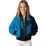 detroit lions triple side stripes blue black bomber jacket best selling