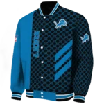 detroit lions triple side stripes blue black varsity jacket best selling.webp