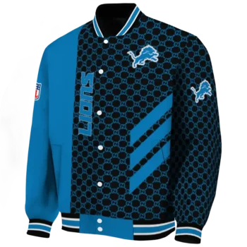 detroit lions triple side stripes blue black varsity jacket best selling.webp