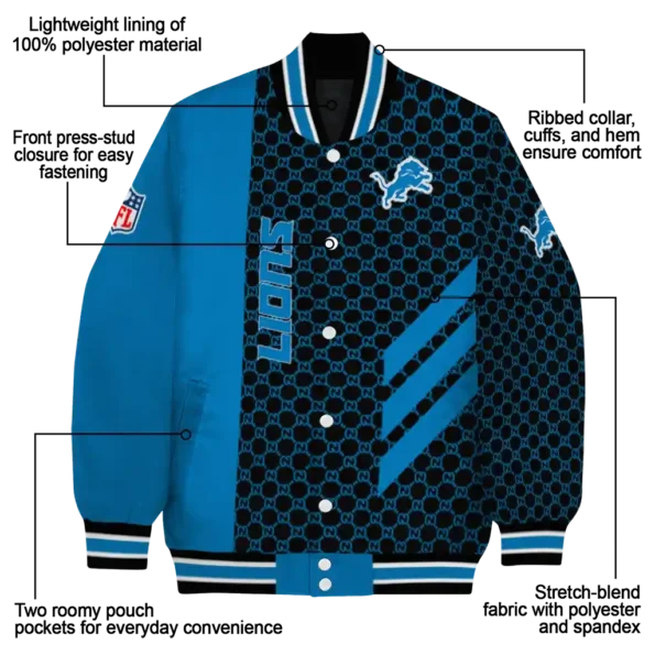 detroit lions triple side stripes blue black varsity jacket new arrival.webp