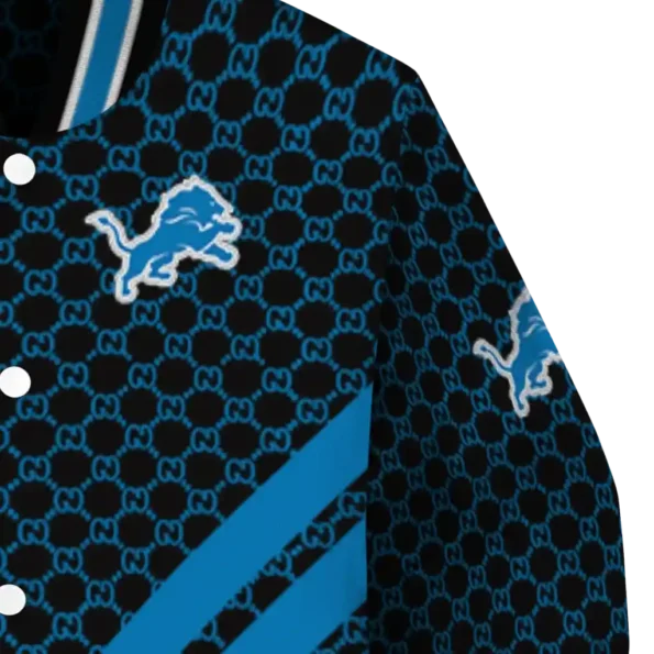 detroit lions triple side stripes blue black varsity jacket premium grade.webp