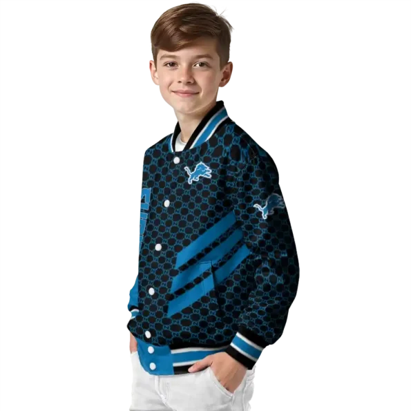 detroit lions triple side stripes blue black varsity jacket trendy.webp