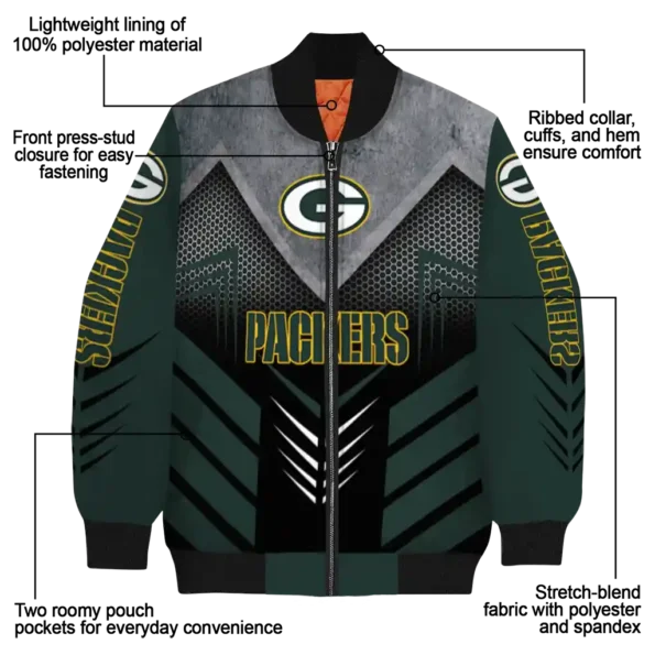 green bay packers arrow layer green black bomber jacket new arrival