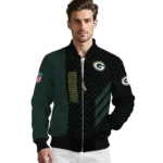 green bay packers triple side stripes green black bomber jacket best selling