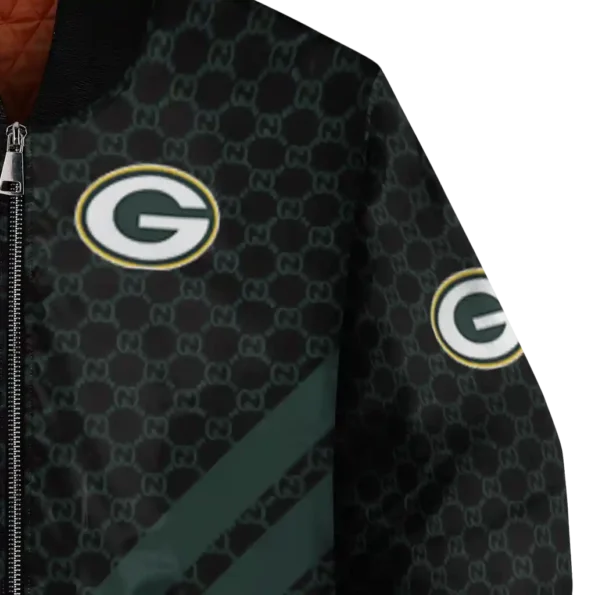 green bay packers triple side stripes green black bomber jacket premium grade