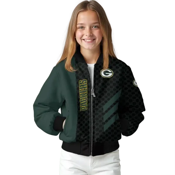 green bay packers triple side stripes green black bomber jacket top rated